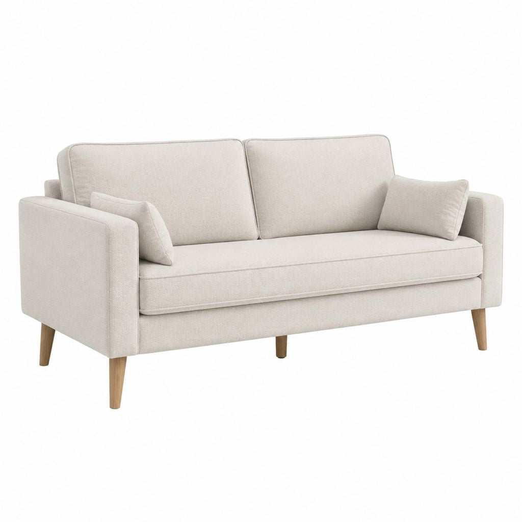 3-Sitzer Sofa Beige Polyester Rechteckig 210 x 88 x 85 cm