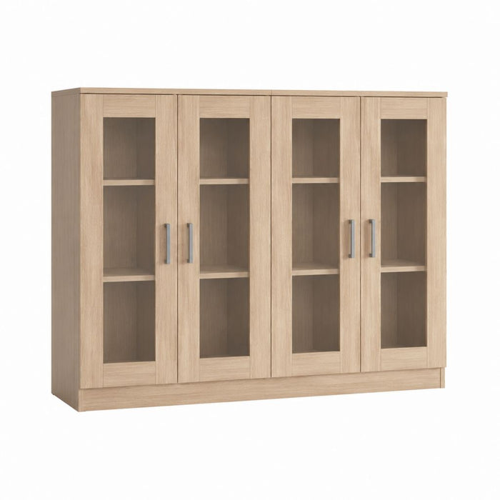 Kleiderschrank 4-türig Eiche Sonoma Spanplatte mit Glastüren rechteckig 180 x 54 x 197 cm