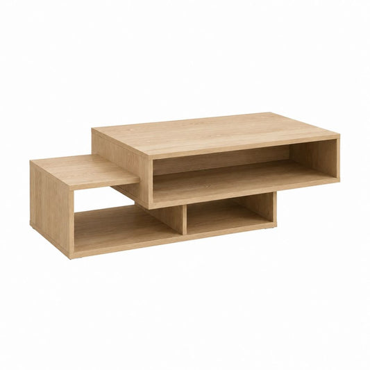 Couchtisch Eiche hell MDF rechteckig mit Stauraum 120 x 60 x 40 cm