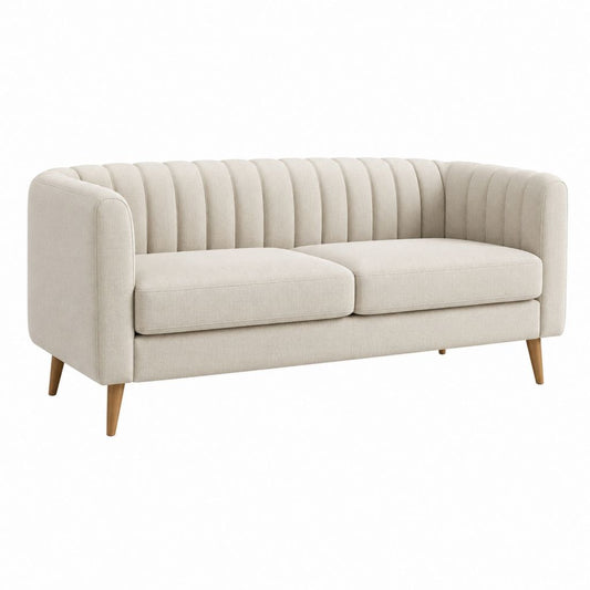 2-Sitzer Sofa Creme Polyester Rechteckig 160 x 83 x 80 cm