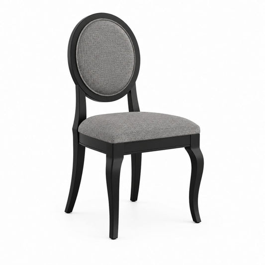 Esszimmerstuhl Grau Schwarz mit Polyesterbezug und Massivholzgestell 48 x 54 x 98 cm