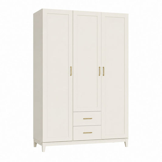 Kleiderschrank 3 Türen 2 Schubladen Weiß MDF 120 x 52 x 200 cm