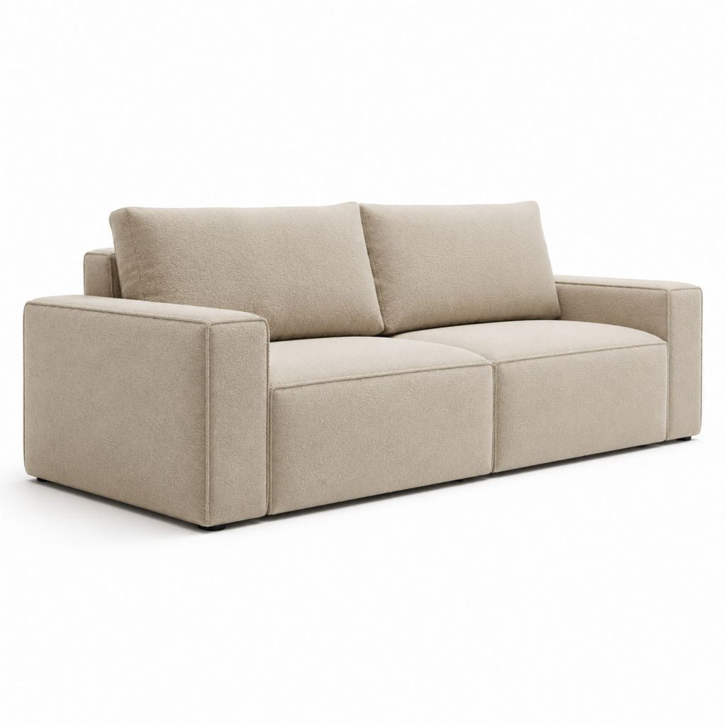 2-Sitzer Sofa Beige mit Polyester-Mikrofaserbezug rechteckig 180 x 95 x 85 cm