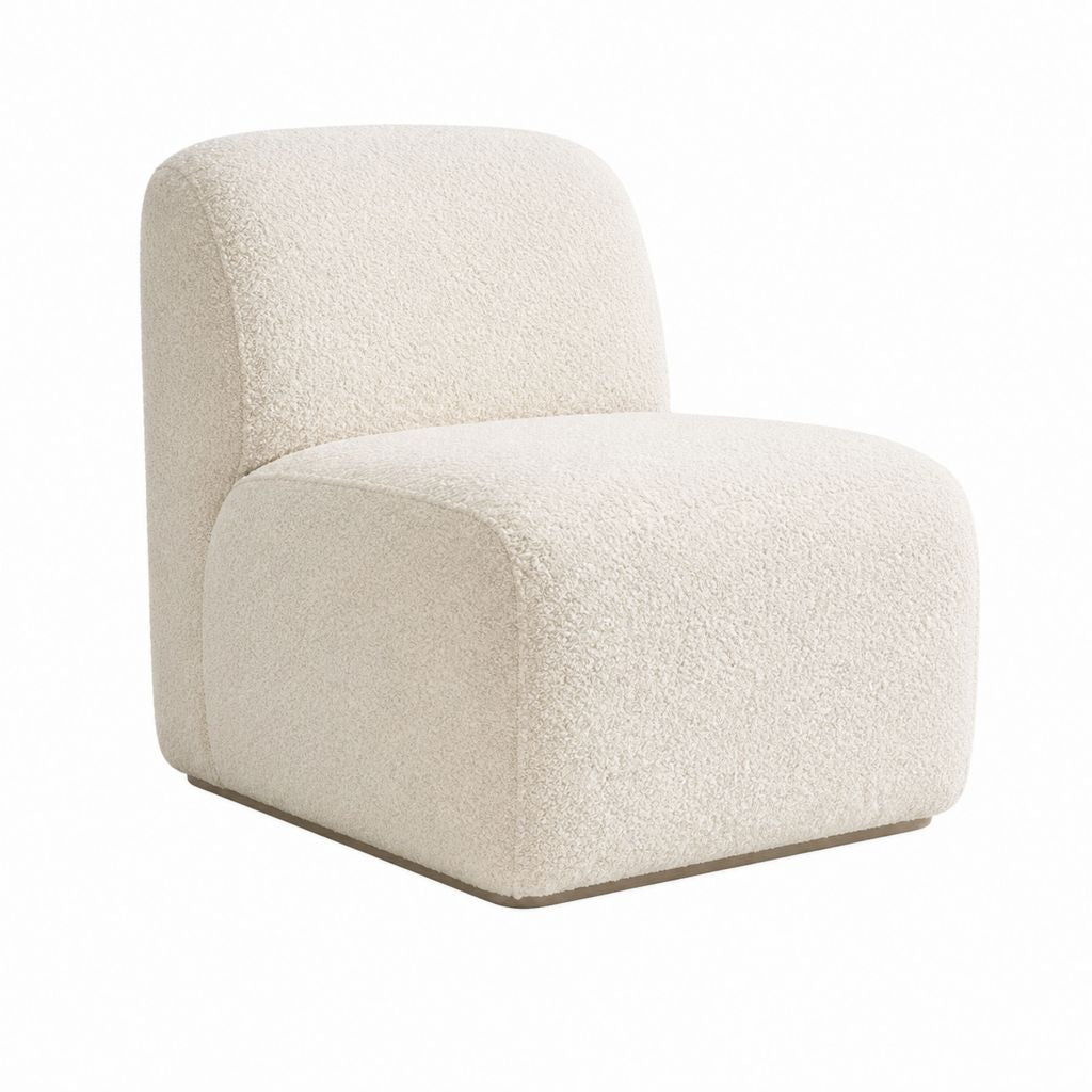 Sessel Cremeweiß Bouclé-Polyester abgerundet 78 x 83 x 74 cm