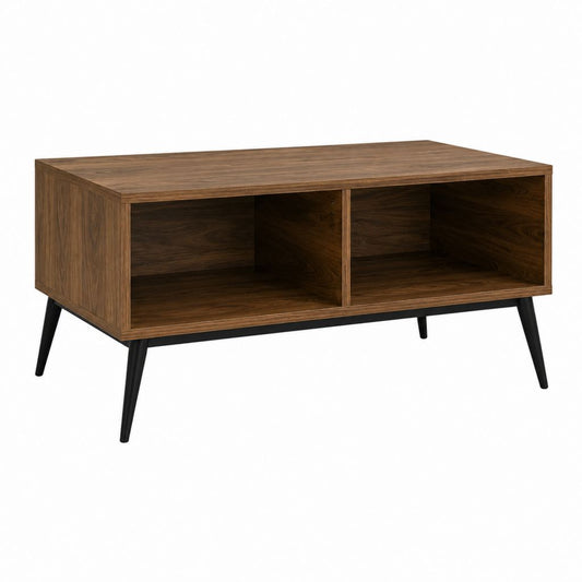 Couchtisch mit 2 offenen Fächern Walnussfurnier Rechteckig 100 x 60 x 45 cm