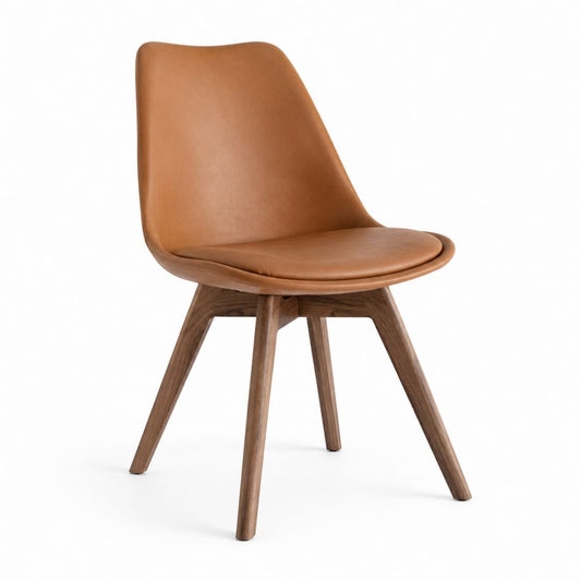 Esszimmerstuhl Braun mit PU-Bezug und Massivholzgestell 46 x 55 x 82 cm