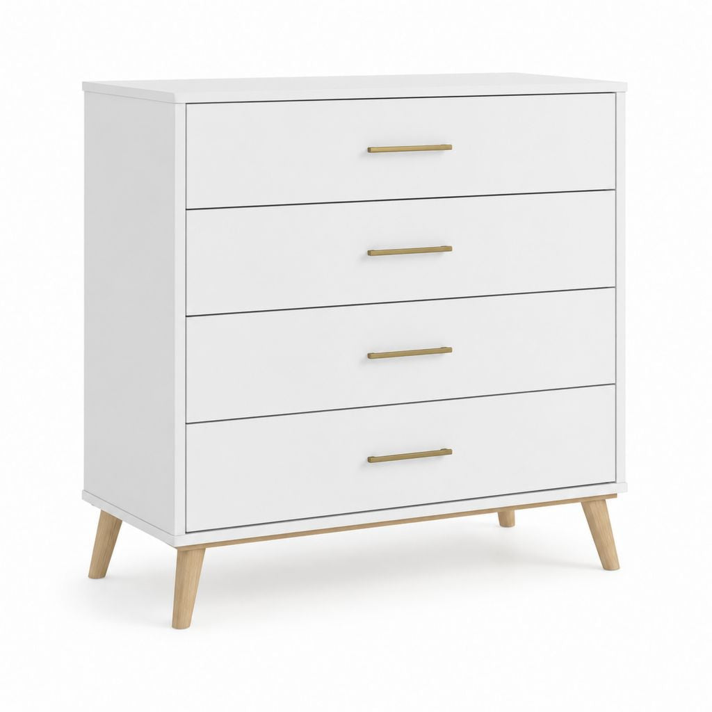 Kommode mit 4 Schubladen Weiß MDF Rechteckig 80 x 40 x 100 cm