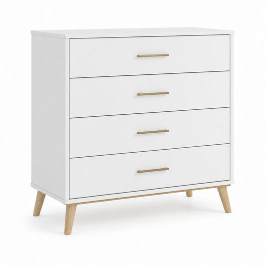 Kommode mit 4 Schubladen Weiß MDF Rechteckig 80 x 40 x 100 cm